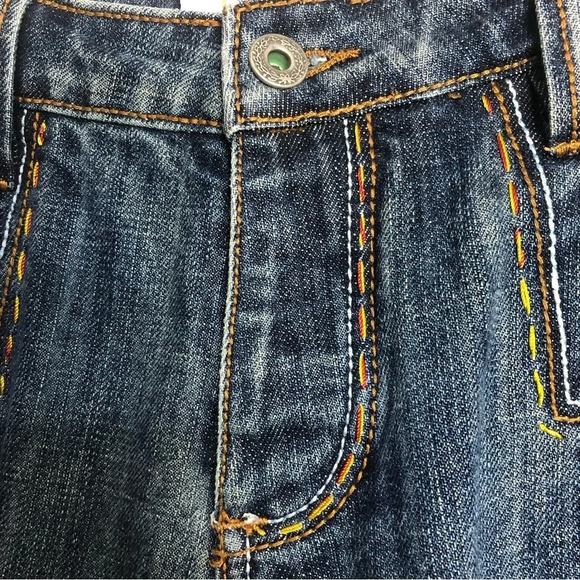 Antik Denim Jeans Medium Blue 9 Button Fly Decorative Pockets - Picture 6 of 12